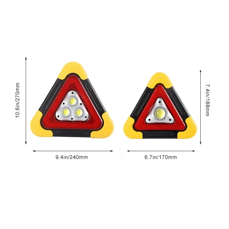 2-in-1 aurinkoenergialla toimiva LED-varoituskolmio