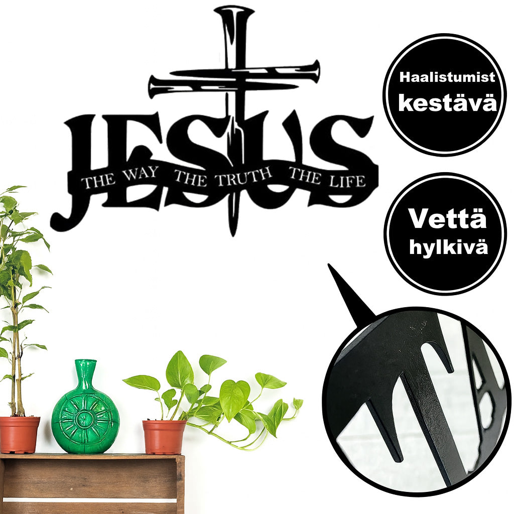 Eksklusiivinen seinäkoriste – Jeesus ja risti käsintehdyssä designissa