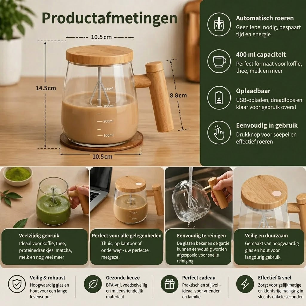 Elektrische Automatische Roerbeker – Draagbare Zelfroerende Mok