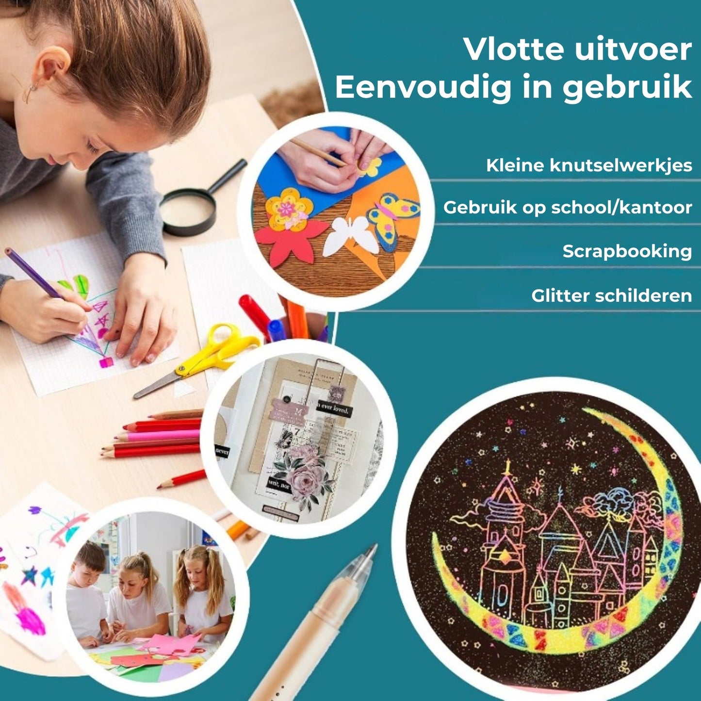 Lijmpennen met Fijne Punt - Precisielijm voor Scrapbooking & Kaarten (Set van 6).