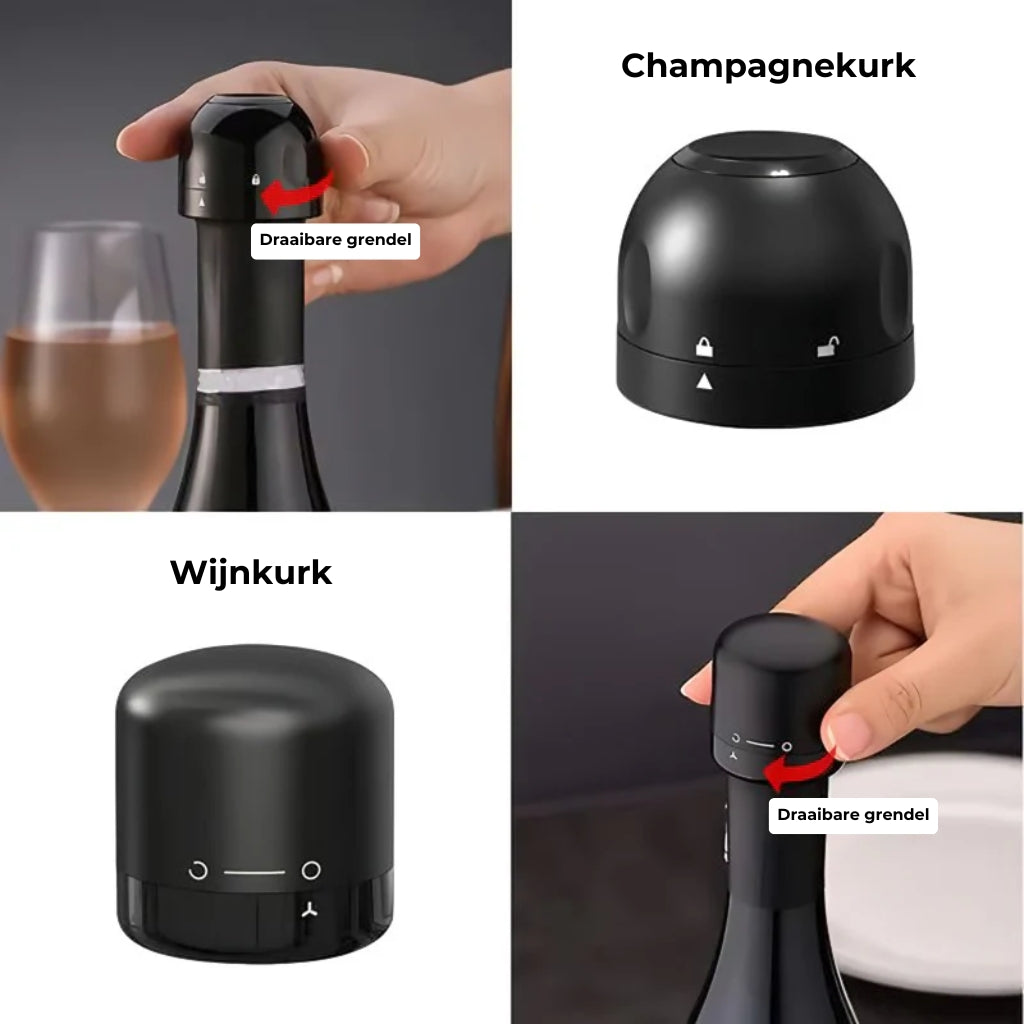 Vacuüm Wijnstopper met Pomp - Houdt Wijn Langer Vers