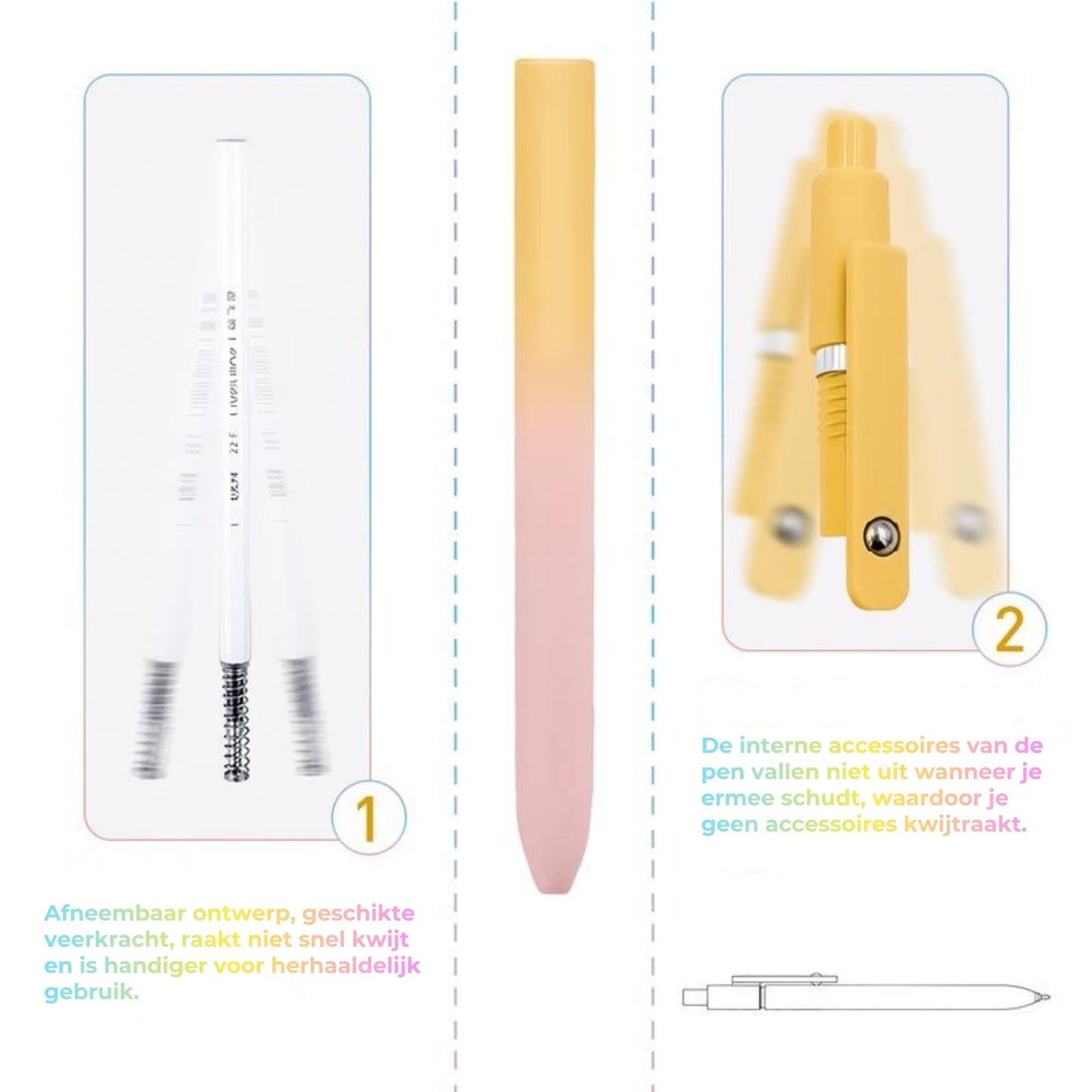 Luxe Gelpennen Set (5 stuks) - Esthetisch Kleurverloop Design - 0.5 mm Sneldrogende Inkt