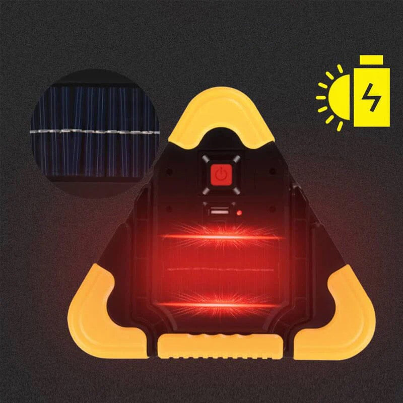 2-in-1 aurinkoenergialla toimiva LED-varoituskolmio