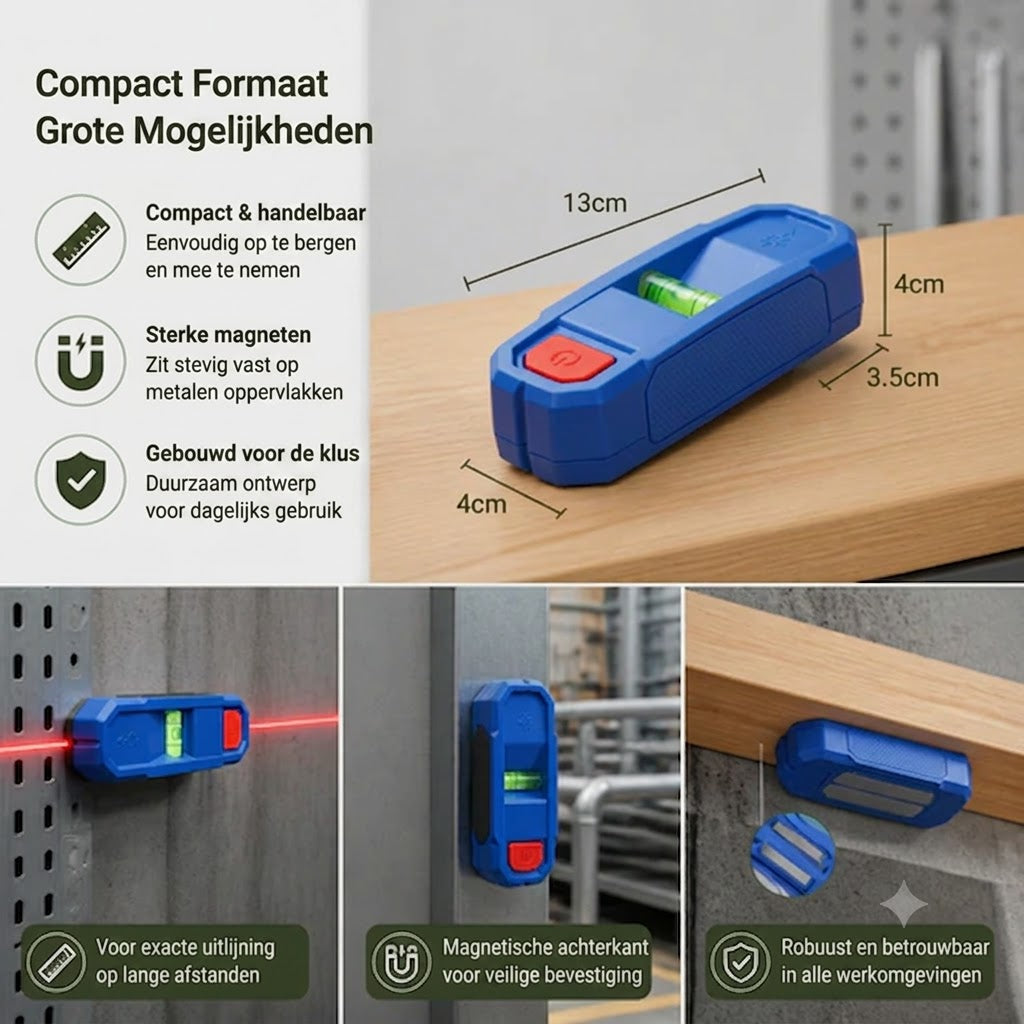 3-in-1 Magnetische Laserwaterpas & Muurdetector