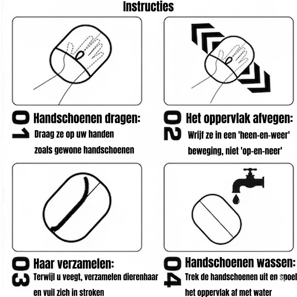 Statische Ontharingshandschoen voor Huisdierhaar
