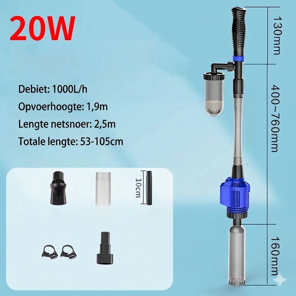 Elektrische Aquarium Stofzuiger & Waterwisselaar - 3-in-1 Bodemreiniger - Met Filterfunctie