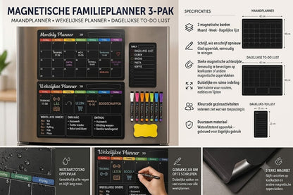 Magnetische familieplanner – Maand-, week- en dagplanning