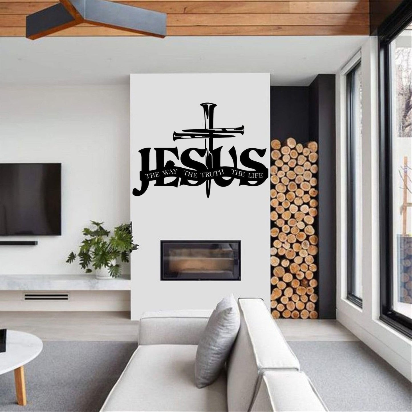 Eksklusiivinen seinäkoriste – Jeesus ja risti käsintehdyssä designissa