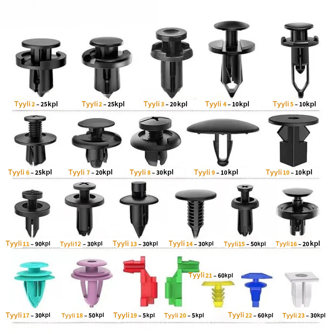 725-osainen auton kiinnikesarja