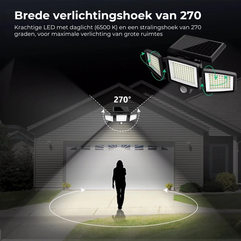 [200 LED] Solar Wandlamp met Bewegingssensor - Buitenverlichting op Zonne-energie - IP65 Waterdicht - 100% Besparing op Stroom