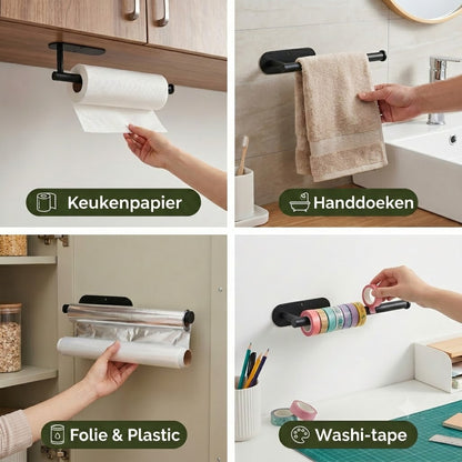 Moderne roestvrijstalen keukenrolhouder – Installatie Zonder Boren & Veelzijdig in Gebruik