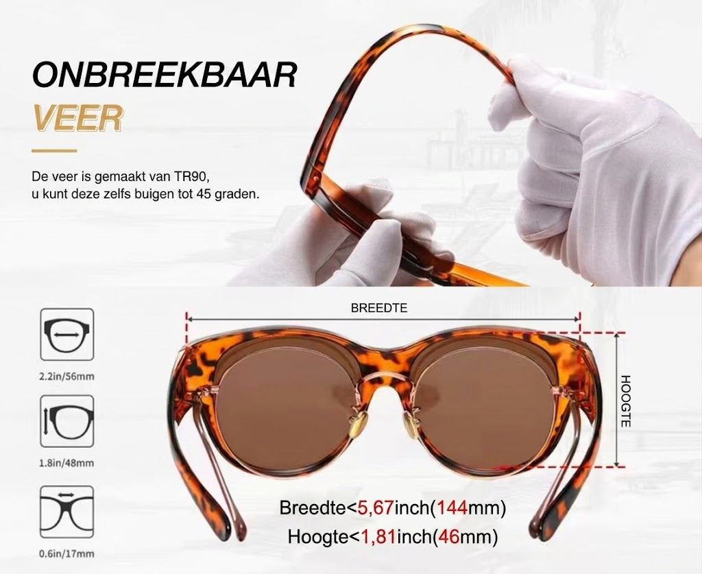 🕶 Nieuwe Oversized Cat-Eye Zonnebril – Gepolariseerde Glazen & UV400 Bescherming