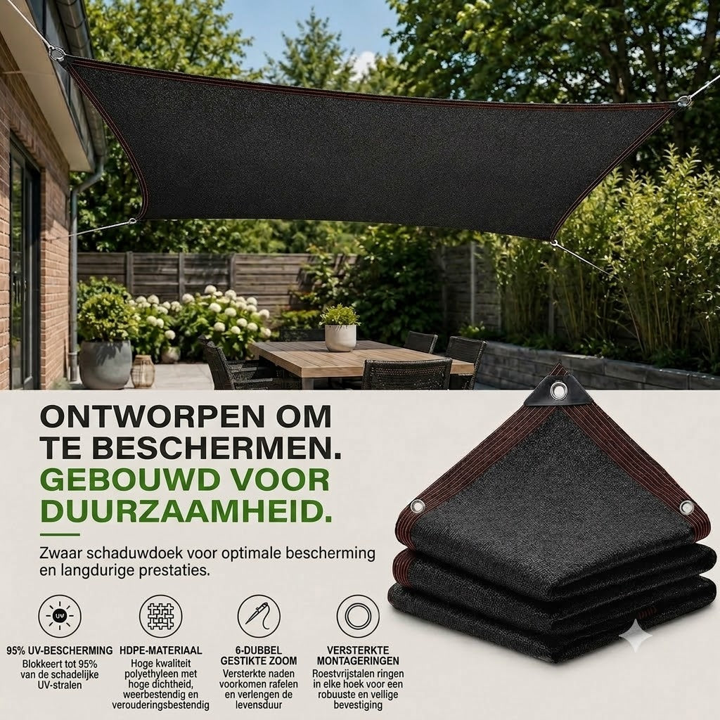 SunChill™ | Premium HDPE Schaduwdoek voor Koele Schaduw en Uv-bescherming