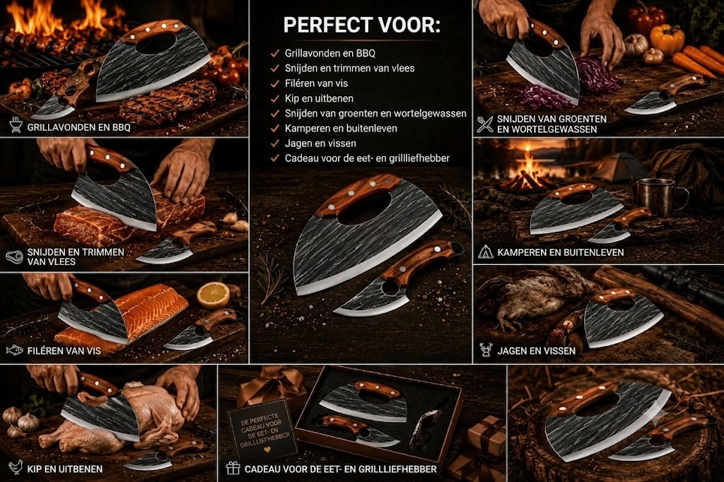 🔪Premium Vleesmessenset (Set van 2) – Ultieme Scherpte voor BBQ, Grillen en Koken