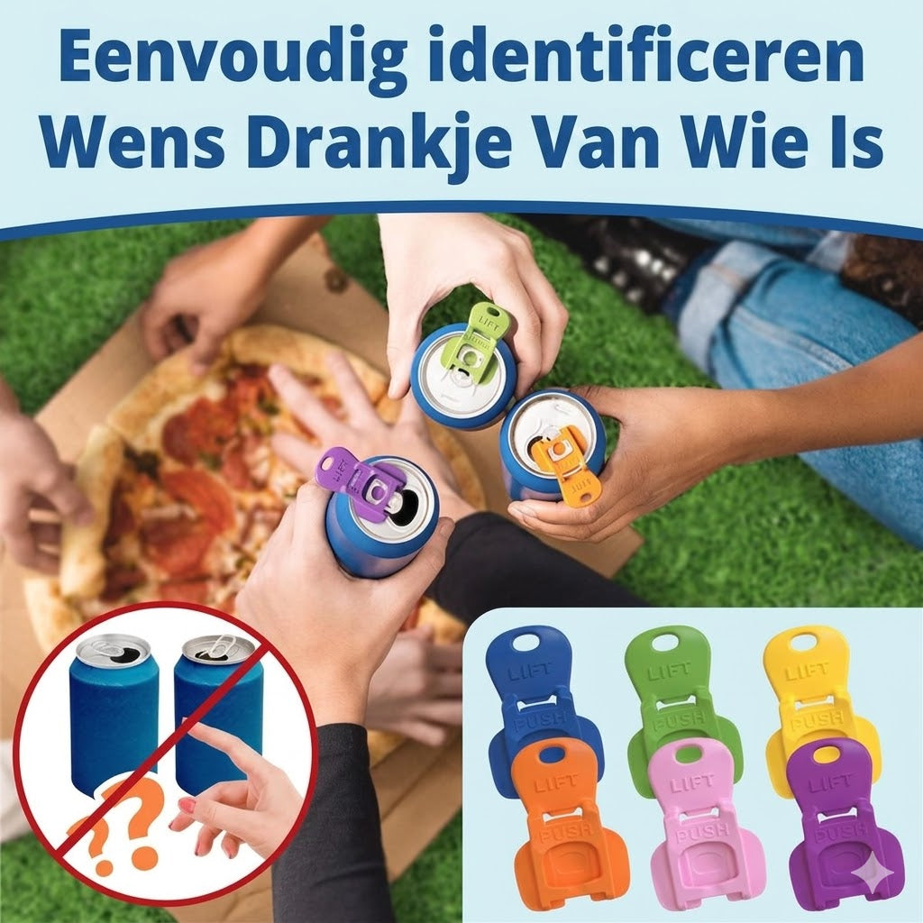 Multifunctionele Plastic Blikjesopener & Afdekkapje（1 Set 6 Stuks）