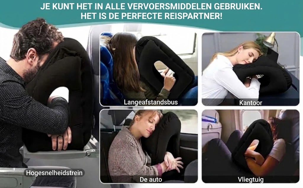 Opblaasbaar ergonomisch reiskussen – Compact en draagbaar nekkussen voor vliegtuig, trein en auto