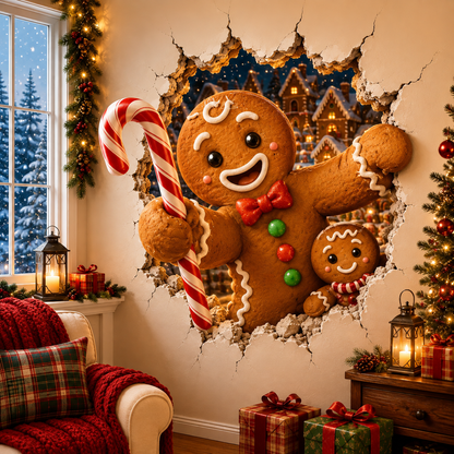 "Breek door" Kerststickers – Creatieve 3D-stickers voor ramen en muren
