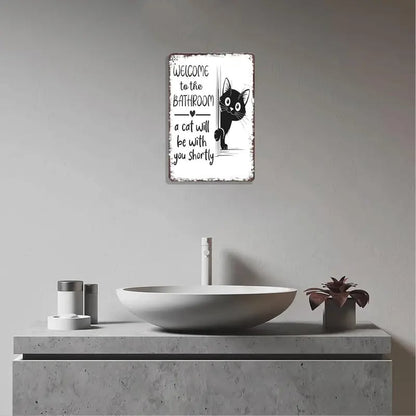Retro Wanddecoratie Zwart-Wit - Schotse Hooglander & Kat