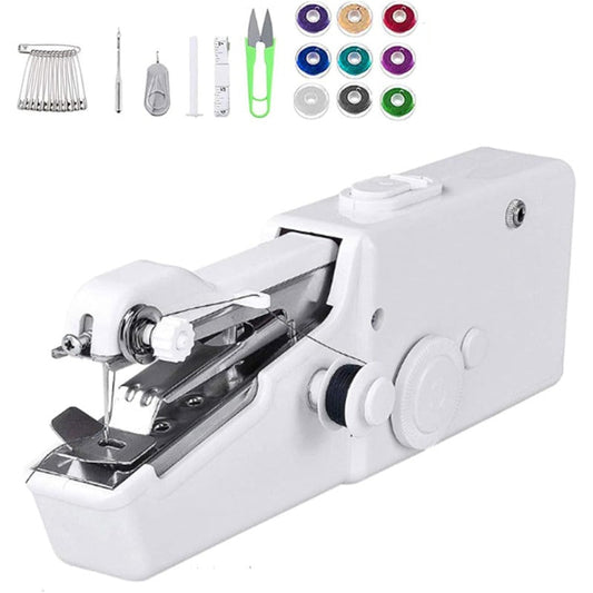 Mini Handnaaimachine Set - Draadloos & Draagbaar - Voor Snelle Reparaties - Inclusief Accessoires - Wit