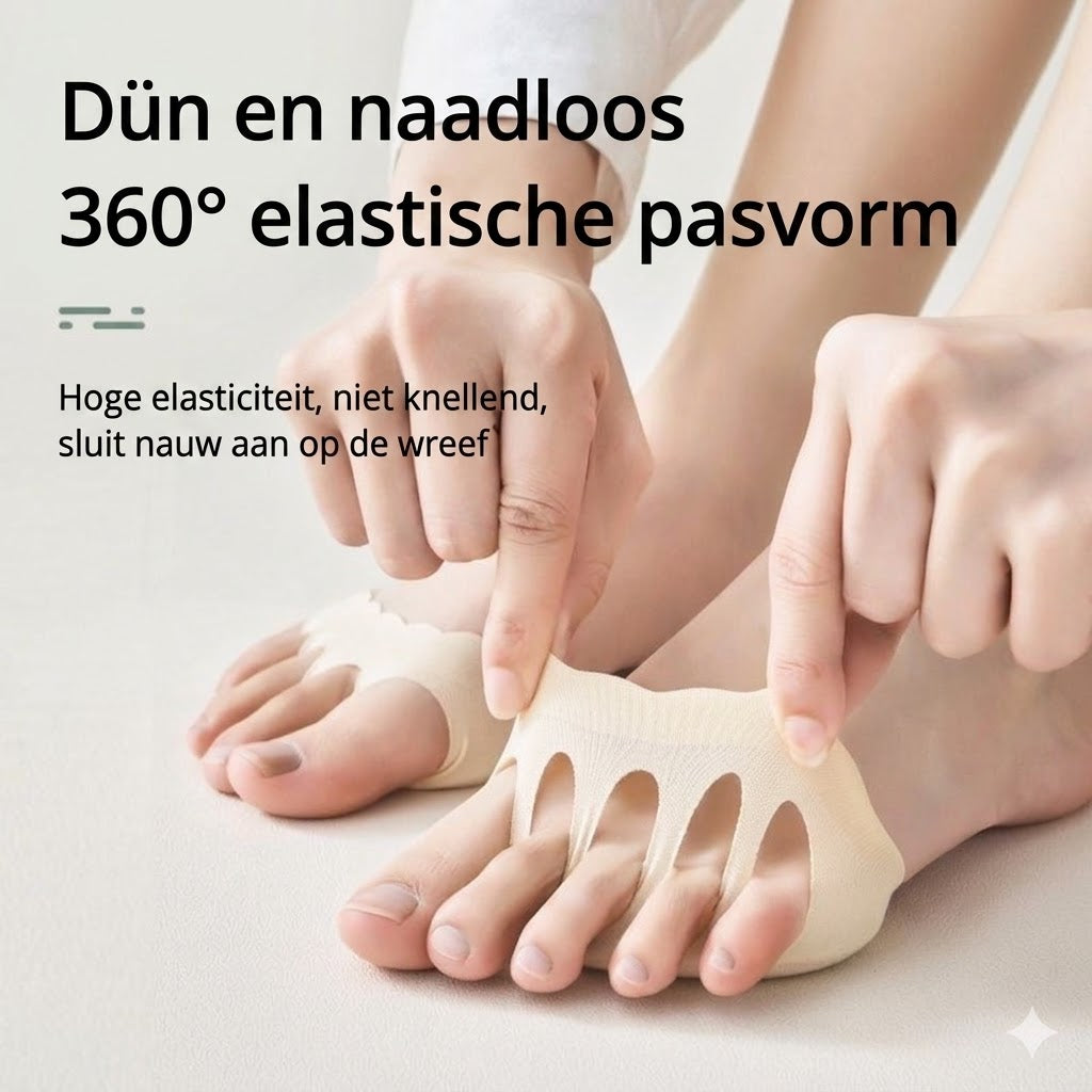 Damesteensokken (4 Paar) – Anti-Slip Halve Sokken voor Pumps en Hakken – Ademend