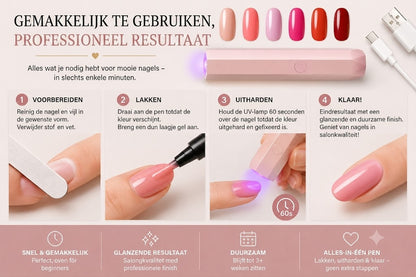 SalonPen – 3-in-1 Nagellak Pen (met UV-lamp) – Set van 6