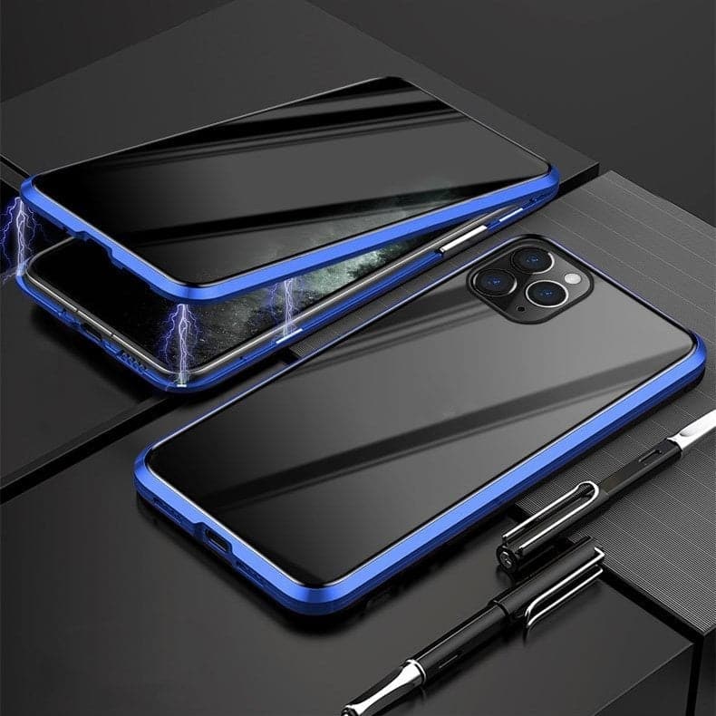 Privacy Magnetisch iPhone Hoesje - 360 Graden Bescherming - Anti-Spy Gehard Glas - Dubbelzijdig & Schokbestendig
