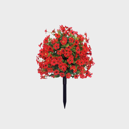Bloemdecoratie met kunstmatige eucalyptus en viooltjes