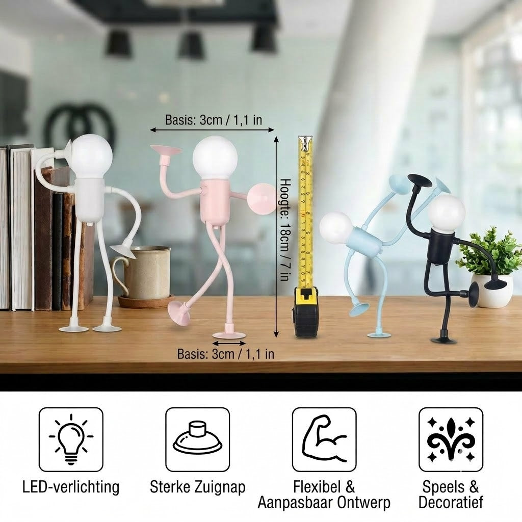 LED-lamp met zuignap — leuk ontwerp, inclusief verwisselbare zuignappen, kan worden gebruikt als decoratie.