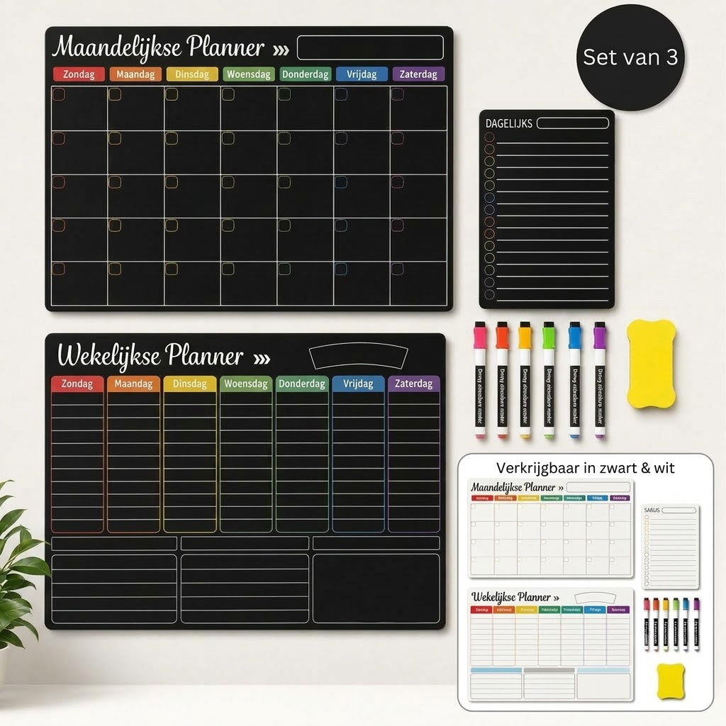 Magnetische familieplanner – Maand-, week- en dagplanning