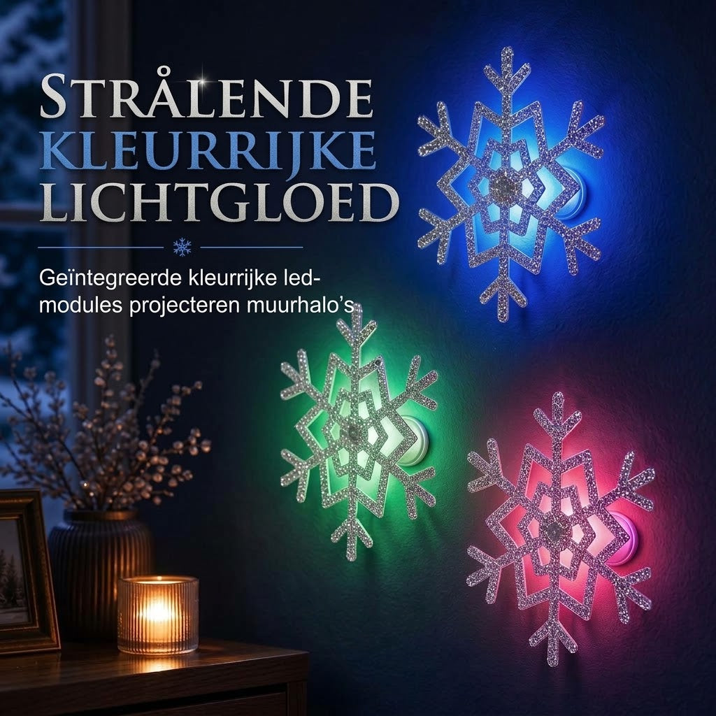 Lichtgevende muurstickers met sneeuwvlokken