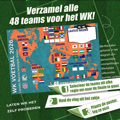 Speelschema-poster voor het WK 2026 – Vul hem in, plaats je weddenschappen en volg het hele toernooi.