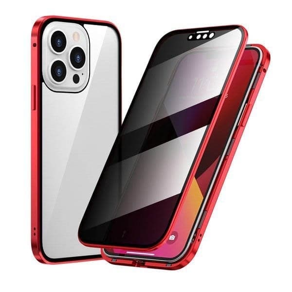 Privacy Magnetisch iPhone Hoesje - 360 Graden Bescherming - Anti-Spy Gehard Glas - Dubbelzijdig & Schokbestendig