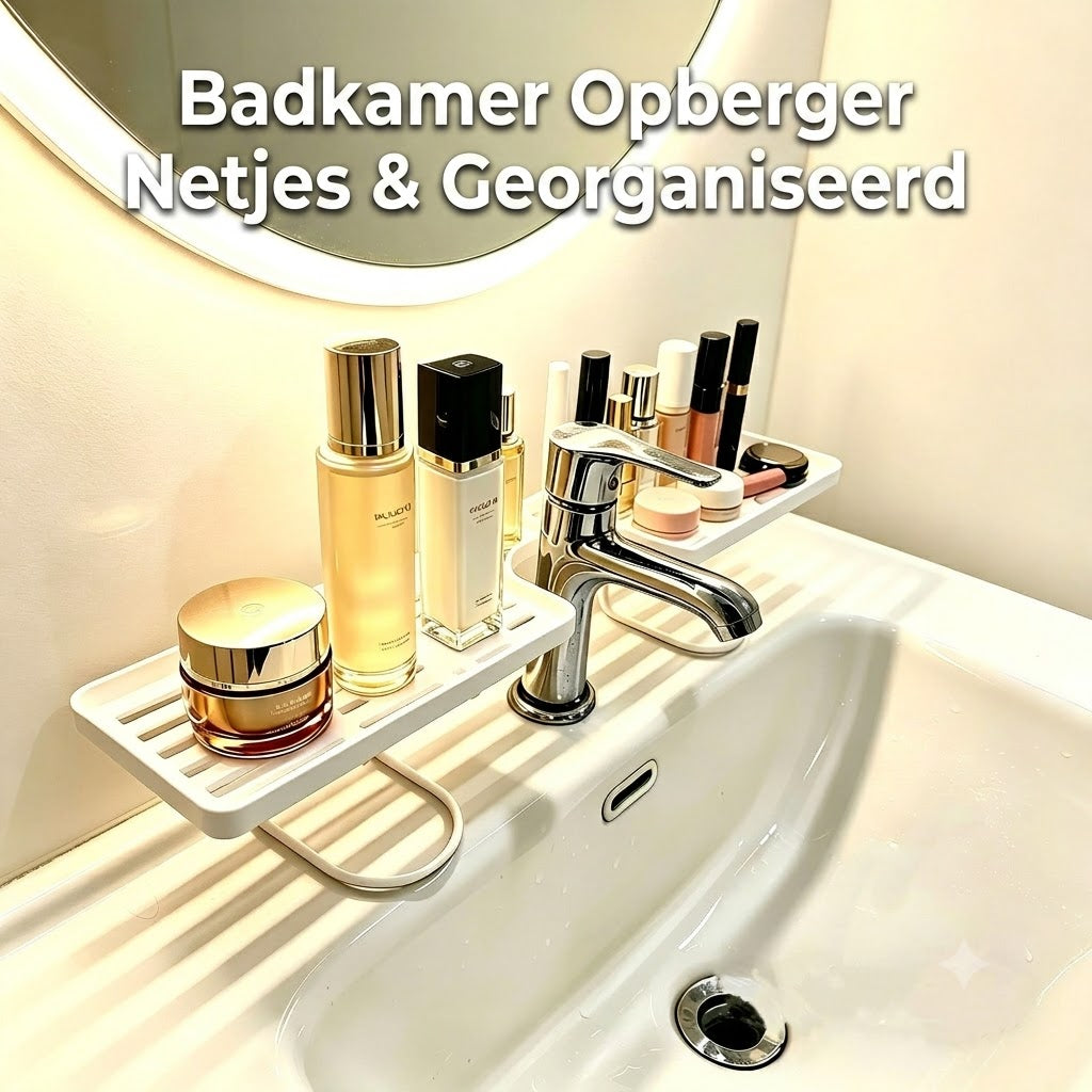 Badkamer Kraan Opbergrek – Staand & Zonder Boren / Kraan Organizer