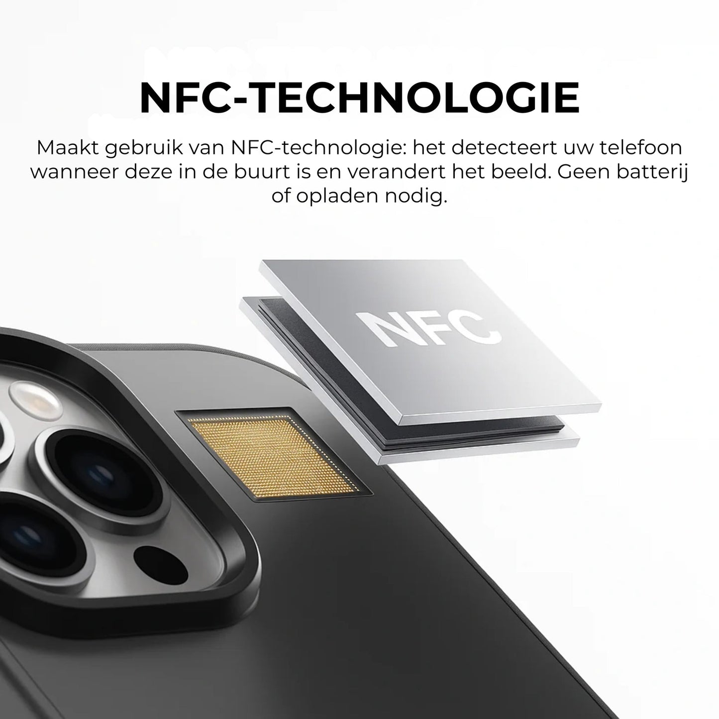 Pixly NFC E-Ink Case voor iPhone - Smart Hoesje met Aanpasbaar Scherm (DIY Foto's)