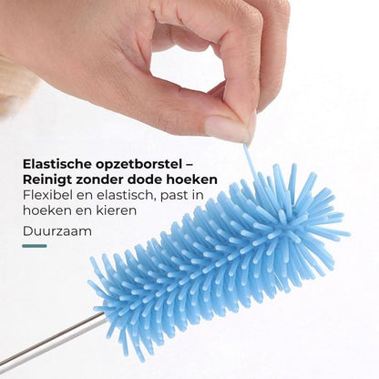 Roterende Siliconen Flessenborstel - 360 Graden Reiniging - Voor Babyflessen, Glazen & Bidons - Hygiënisch