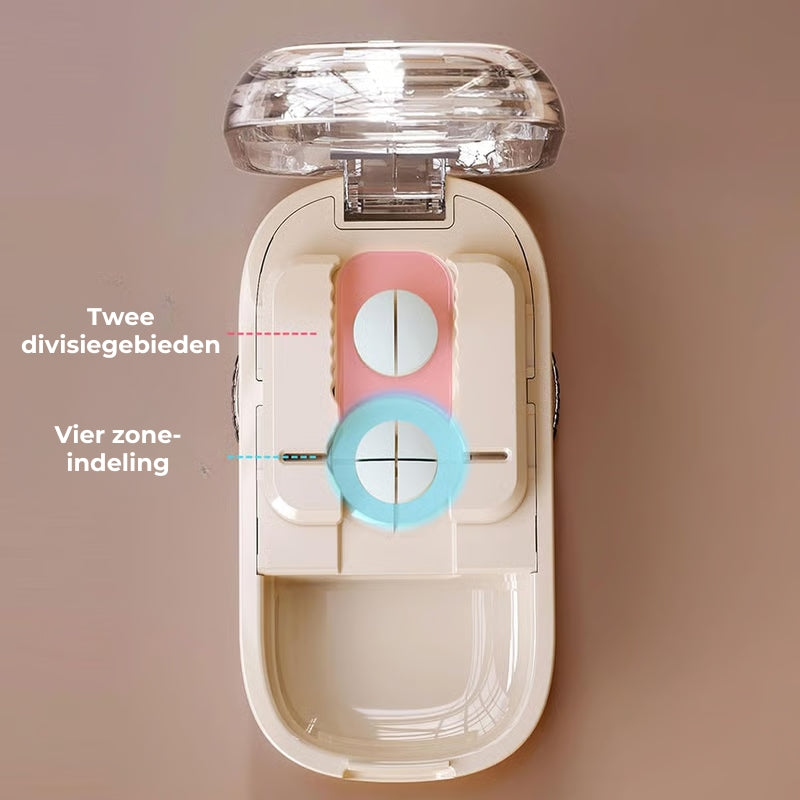 2-in-1 Pillensnijder & Pillensplitter - Verstelbaar voor Alle Maten - Nauwkeurig Snijden - Transparant