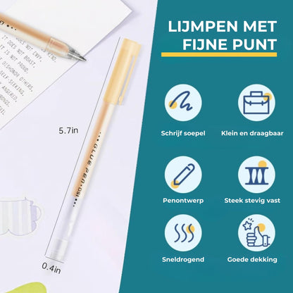 Lijmpennen met Fijne Punt - Precisielijm voor Scrapbooking & Kaarten (Set van 6).