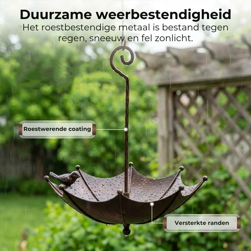 Hangend Vogelvoederhuisje en Drinkschaal – Parapluvormige Voedersilo – 2-in-1 Voederstation