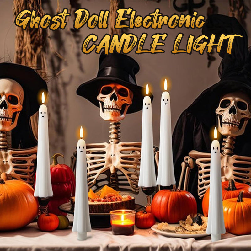 🎃👻Afstandsbedienbare LED-spookkaarsen met 3D-vlamlont 🕯️💡 1 set (2 stuks)