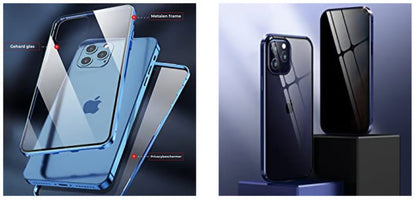Privacy Magnetisch iPhone Hoesje - 360 Graden Bescherming - Anti-Spy Gehard Glas - Dubbelzijdig & Schokbestendig