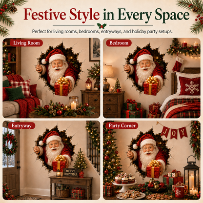 "Breek door" Kerststickers – Creatieve 3D-stickers voor ramen en muren