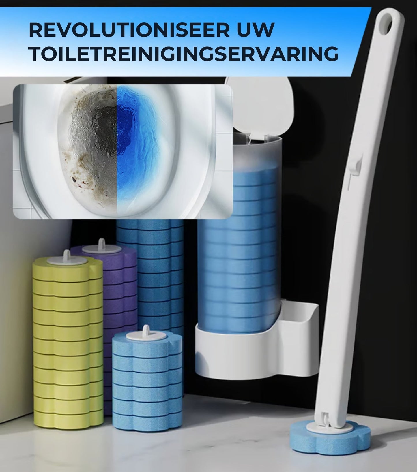 Hygiënische WC Borstel met Wegwerp Sponsjes -  (incl. 6-36 geurpads)
