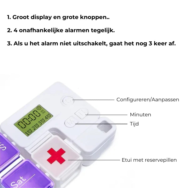Elektronische Pillendoos 7 Dagen - Wekelijkse Pillenplanner met Alarm