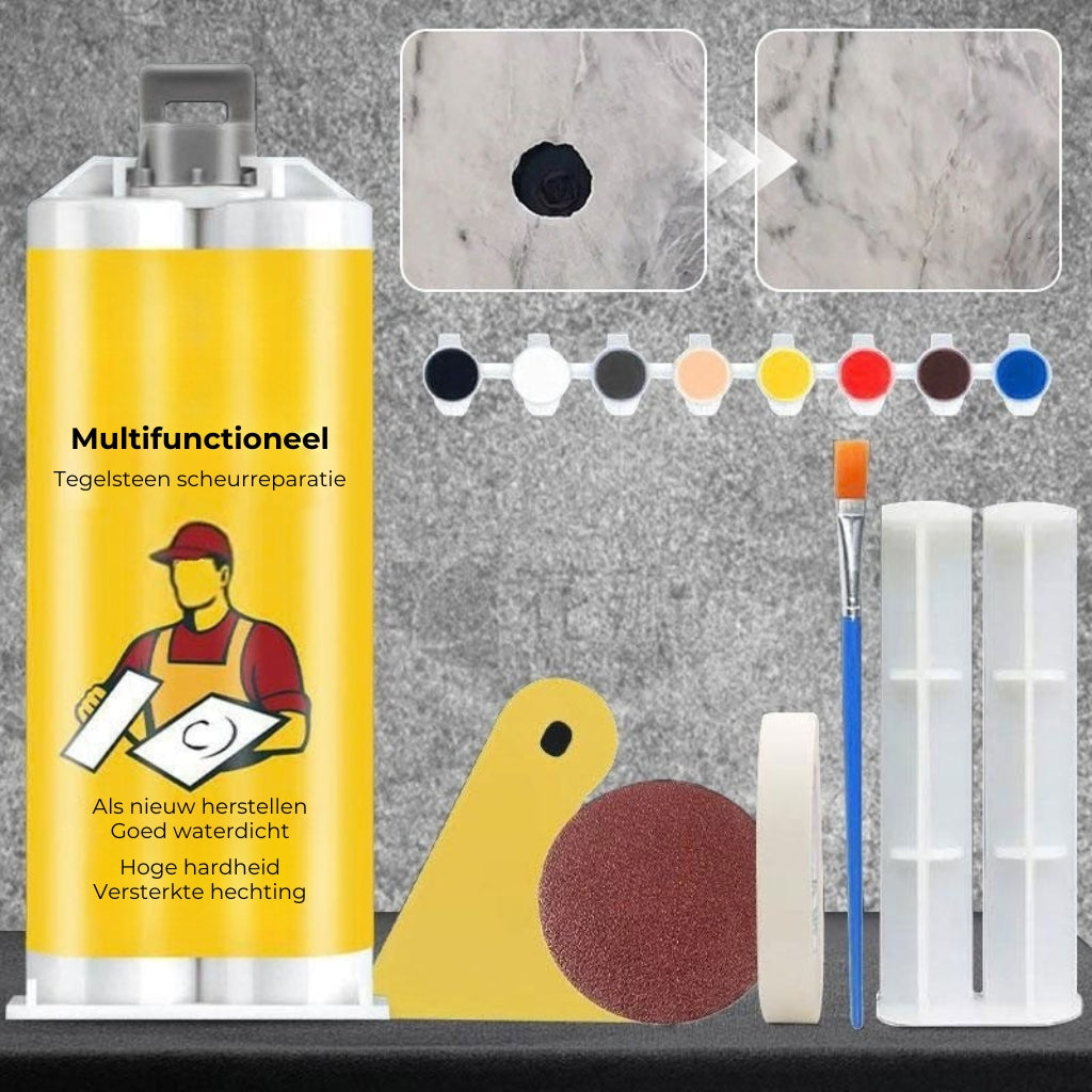 Tegelreparatieset - Herstel Scheuren & Chips als Nieuw - Waterbestendig & Kleurvast - Voor Keramiek, Steen & Porselein