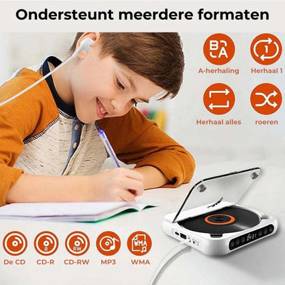 Draagbare CD Speler met Bluetooth - Oplaadbare Discman voor Auto & Onderweg (Anti-Shock)