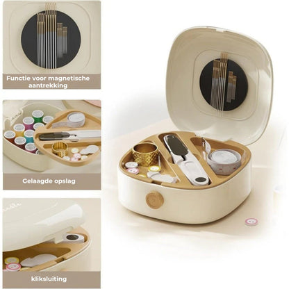 Dubbellaagse Magnetische Naaiset – Luxe Naaibox met Garen en Naalden