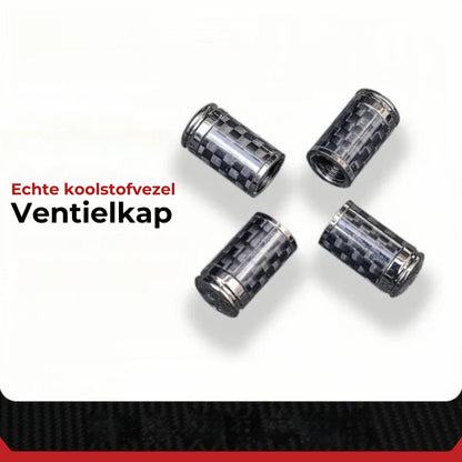 Luxe Carbon Ventieldopjes Set - Koolstofvezel Look - Universeel voor Auto, Motor & Fiets - Sportieve Wielbescherming - [Set van 4]