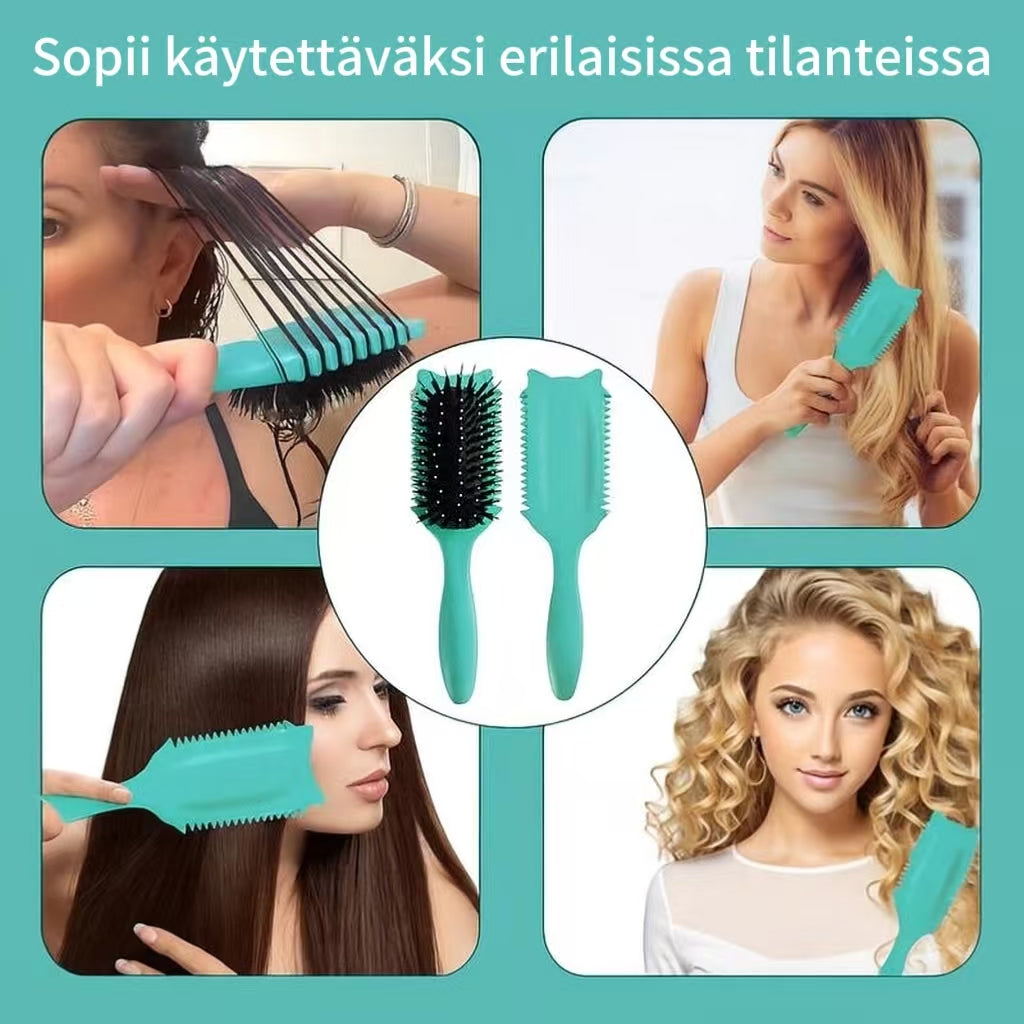 Paranneltu kiharoita muotoileva kampa – kimmoisille ja pörröttömille kiharoille