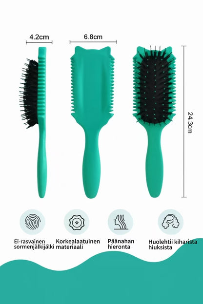 Paranneltu kiharoita muotoileva kampa – kimmoisille ja pörröttömille kiharoille