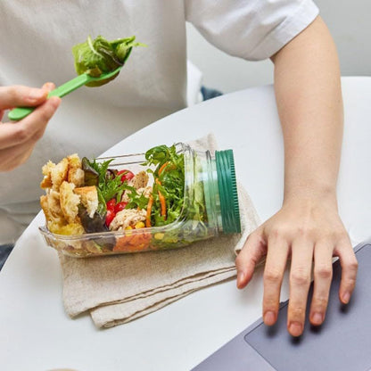 Saladebox to Go - Lekvrije Lunchbox met Vakken & Dressing Bakje (Vaatwasserbestendig)